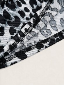 SHEIN EZwear 女款豹紋蕾絲拼接休閒百搭抹胸上衣 - 灰色 - 查看 4
