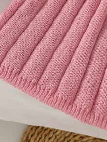 Young Girl Long Sleeve Bow Cardigan & Knitted Pleated Skirt 2-Piece Set, Pink, Suitable For Spring, Autumn, Winter, Pairs With Padded Coat, Denim Jeans - Pink - View 15