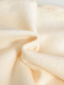 SHEIN Vintaside Kids 女童粉色圓領針織開襟毛衣，柔軟田園風，3D毛巾繡花蝴蝶結，可愛甜美卡通休閒款，適合秋冬外出、旅行、玩耍與戶外遠足 - 杏色 - 查看 5
