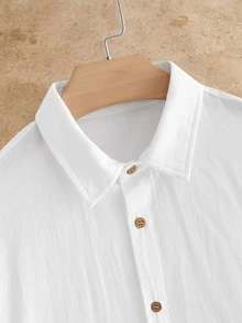HIMLAND Classic White Long Sleeve Linen Blend Button Down Shirt For Summer Beach Style
Stylish White Button Up Linen Shirt With Collared Neck - Multicolor - View 5