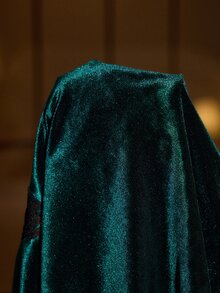 SilkySpell قميص نوم قصير نسائي بدون أكمام وبدون ظهر من القطيفة مع رقعات دانتيل مثير - أخضر داكن - مشاهدة 8