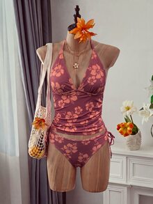 Swim Mod 女士热带碎花两件式比基尼套装，休闲度假装 - 彩色 - 查看 2