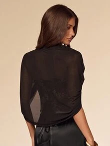 SHEIN BAE Fall Winter Black Purple Floral Jacquard Lace Sweetheart Corset Bustier Vintage Halloween Party Top - Black - View 2