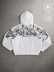 STYNVO Men's Character Print Long Sleeve Pocket Casual Hoodie - Light Grey - View 8
