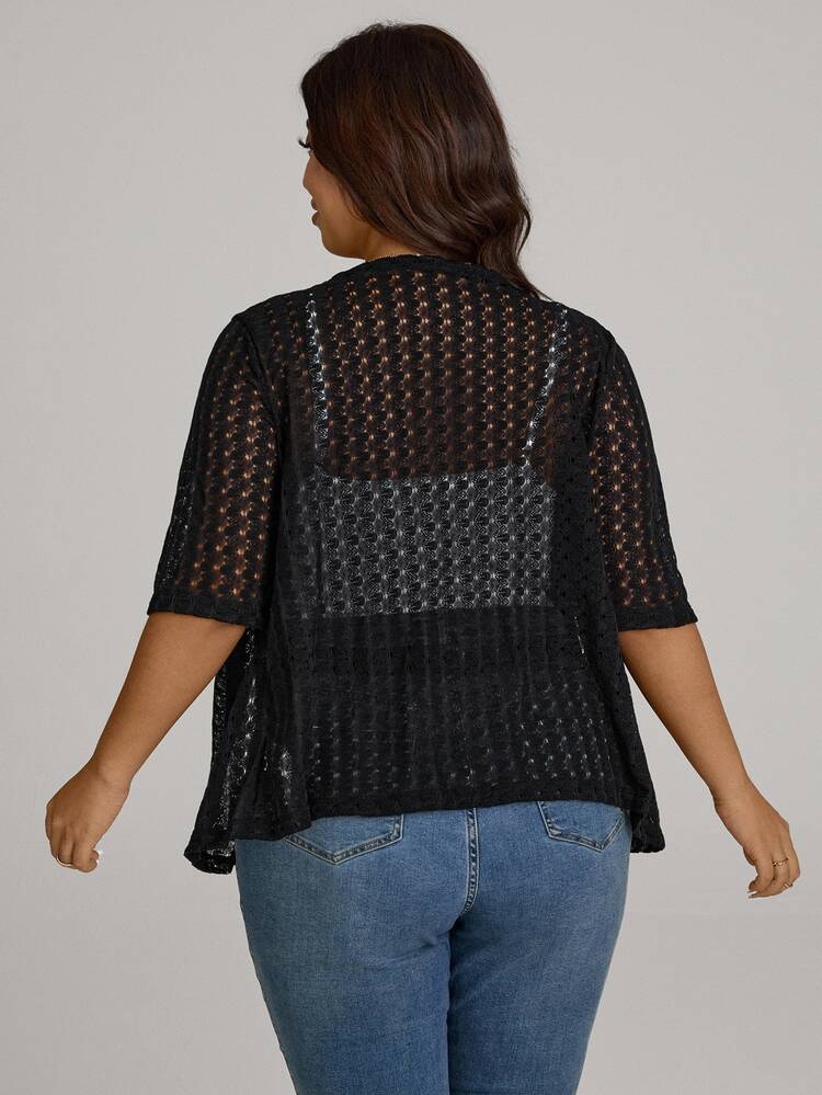 SHEIN LUNE Plus Size Fall Women Clothes Leopard Print 7/8 Sleeve Everyday Casual Bomber Jacket Back To School For Autumn & Winter Outfits - Black - View 2