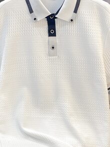 OldRiff Men's Turndown Collar Button Half Placket Casual Versatile Commuting Short Sleeve Polo Shirt - White - View 7