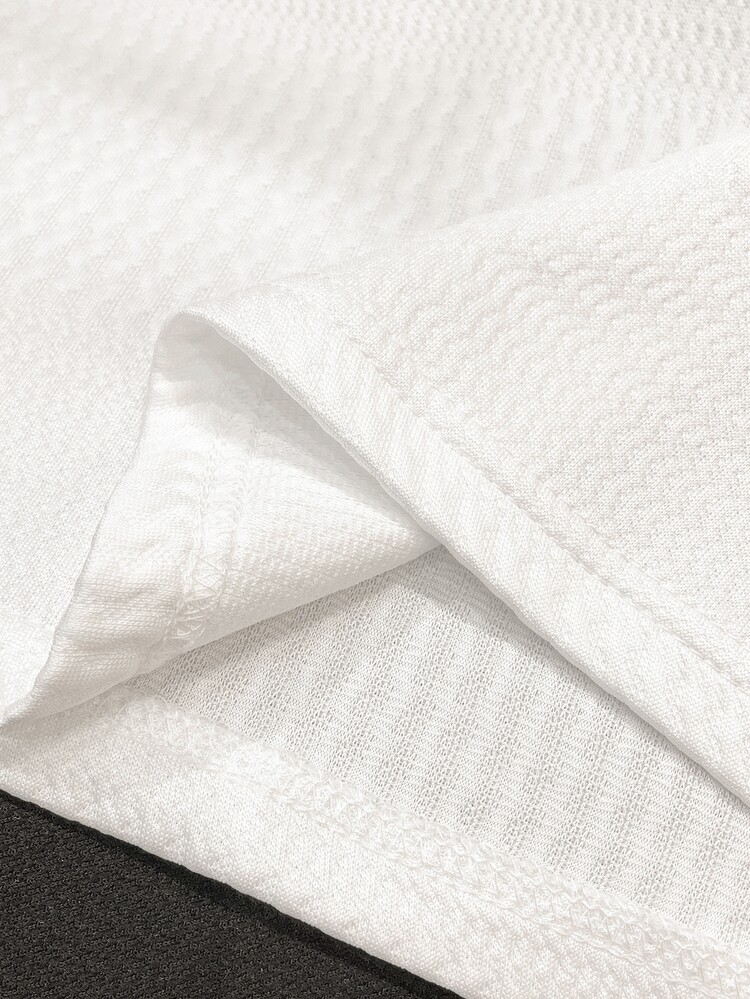 OldRiff Men's Turndown Collar Button Half Placket Casual Versatile Commuting Short Sleeve Polo Shirt - White - View 8