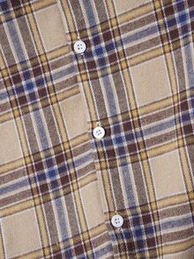 Manfinity Joysei Men Yellow Plaid Long Sleeve Button-Front Casual Versatile Shirt, Fall - Multicolor - View 5