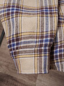 Manfinity Joysei Men Yellow Plaid Long Sleeve Button-Front Casual Versatile Shirt, Fall - Multicolor - View 6