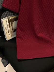 OldRiff Stylish Men's Burgundy Polo Shirt With Rib-Knit Pattern Short Sleeve Knitted Fabric Regular Length Polo Shirt For Men - Burgundy - View 6