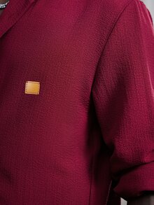 Mainfolk Men's Single-Breasted Casual Versatile Daily Wear Shirt Men Slim Fit Party Gift For Husband, Boyfriend, Son, Halloween Burgundy Winter Autumn - Red - View 6
