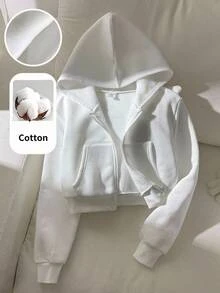 SHEIN 女童純色長袖拉鍊休閒運動衫 - 彩色 - 查看 2