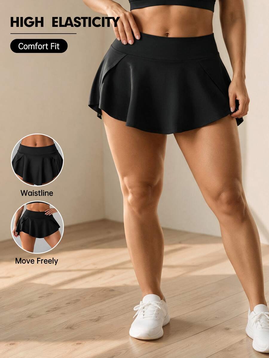 SHEIN Unity Plus Size Women's Black Slimming Sports Shorts Gym Active Summer - Black - View 1