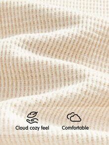 Auralis Plus Size Women Solid Color Round Neck Long Sleeve T-Shirt And Skirt Casual 2 Pieces Set/Comfortable Loungewear Set / Casual Two Pieces Set - Apricot - View 8