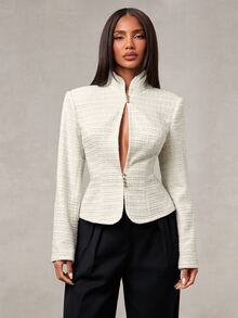 Radiana Women's Solid Color Casual Versatile Daily Long Sleeve Jacket - White - View 8
