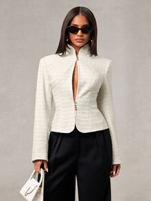 Radiana Women's Solid Color Casual Versatile Daily Long Sleeve Jacket - White - View 5