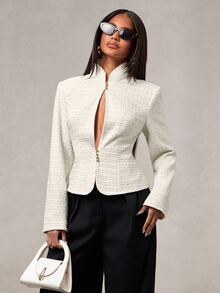 Radiana Women's Solid Color Casual Versatile Daily Long Sleeve Jacket - White - View 6