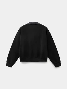 COMVAIL Men's Casual Pullover Sweatshirt, Black, Plus Size, Embroidered Collar, Spring/Autumn Men Sweatshirts( - Black - View 8