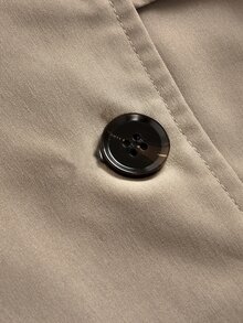 SHEIN Girlism 青少年女孩秋季寬鬆休閒極簡舒適收腰優雅短版時尚冬季外套，適合日常優雅通勤穿著 - 卡其色 - 查看 4