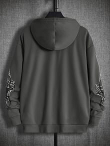 Mainfolk Hoodie Pria Ukuran Besar dengan Motif Jaring Laba-laba dan Resleting Tanpa Kaos, Cocok untuk Musim Gugur, Musim Dingin, Lengan Panjang, Liburan, Hadiah Hari Ayah, Sepak Bola, Musim Semi, Y2K - Dark Grey - View 3