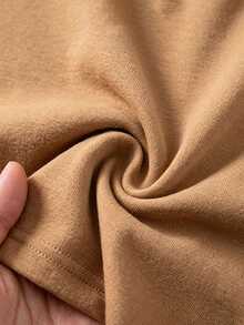 SHEIN LUNE طقم نسائي من قطعتين كاجوال للاستخدام اليومي، ملابس علوية بأكمام طويلة مع تطريز دانتيل وبنطال - كاكي - مشاهدة 4
