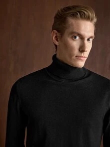Manfinity CasualKnits 男士純色長袖立領休閒百搭日常毛衣，秋冬款 - 彩色 - 查看 7