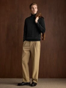 Manfinity CasualKnits 男士純色長袖立領休閒百搭日常毛衣，秋冬款 - 彩色 - 查看 6