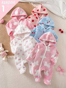 [5pcs Random 1pc]Autumn/Winter Plush Newborn Baby Girl Hooded Long ...