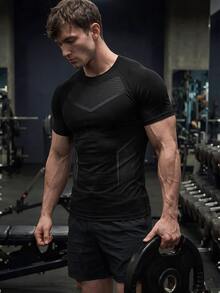 GymBeat قميص رياضي يومي متعدد الاستخدامات بلون أحادي للرجال - الأسود - مشاهدة 6