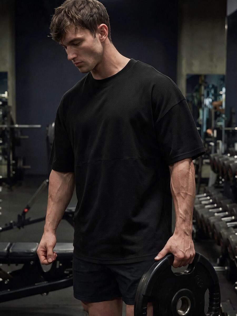 GymBeat 男士休闲纯色短袖运动 T 恤