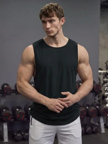 GymBeat Boyfriend Style Men Solid Sports Workout Tank Top Pack Compression Workout Tops Breathable, Gym - Black - View 4