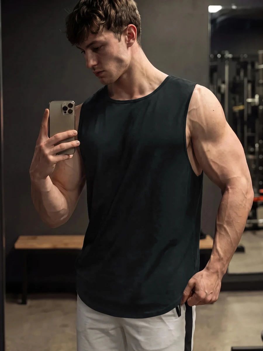 GymBeat Boyfriend Style Men Solid Sports Workout Tank Top Pack Compression Workout Tops Breathable, Gym - Black - View 1