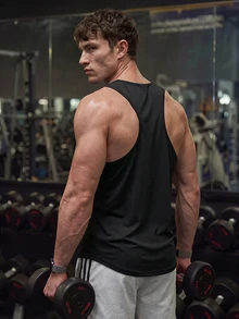 GymBeat Men's Summer Casual Bull Head Printed Sports Gym Tank Top Comfortable Breathable Baggy For Gym Performance-T, Lightweight - Black - View 2