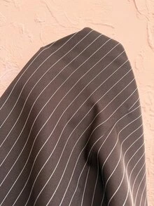 Weeklong Plus Size Women Brown Striped Asymmetrical Placket Long Sleeve Shirt Fall - Multicolor - View 5