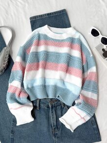 Girls' Sweet & Gentle Knit Sweater, Suitable For Spring, Summer, Autumn, Back To School, Casual, Home, Outing, Party, Street - Multicolor - View 2