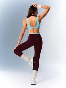 VARSIVA Women's Colorblock Halter Top And Leggings Casual Daily Sports Set - Multicolor - View 12