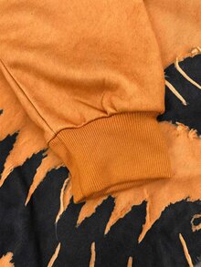 Lalippa Sweatshirt Patchwork Gaya Grunge Kasual Musim Gugur Halloween - Oranye dan Hitam Malam - MultiWarna - View 3