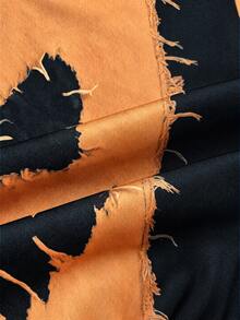 Lalippa Sweatshirt Patchwork Gaya Grunge Kasual Musim Gugur Halloween - Oranye dan Hitam Malam - MultiWarna - View 7