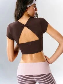 VARSIVA Women's Solid Color Casual Daily Travel Sports Activewear Top T-Shirt - Coffee Brown - View 11