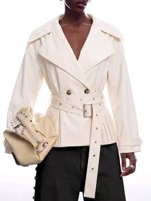 LYSMO Women's Fashion Button Long Sleeve Blazer - Apricot - View 3