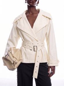 LYSMO Women's Fashion Button Long Sleeve Blazer - Apricot - View 1