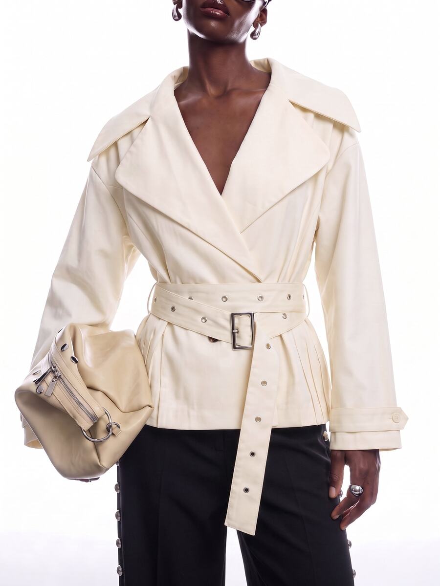 LYSMO Women's Fashion Button Long Sleeve Blazer - Apricot - View 1