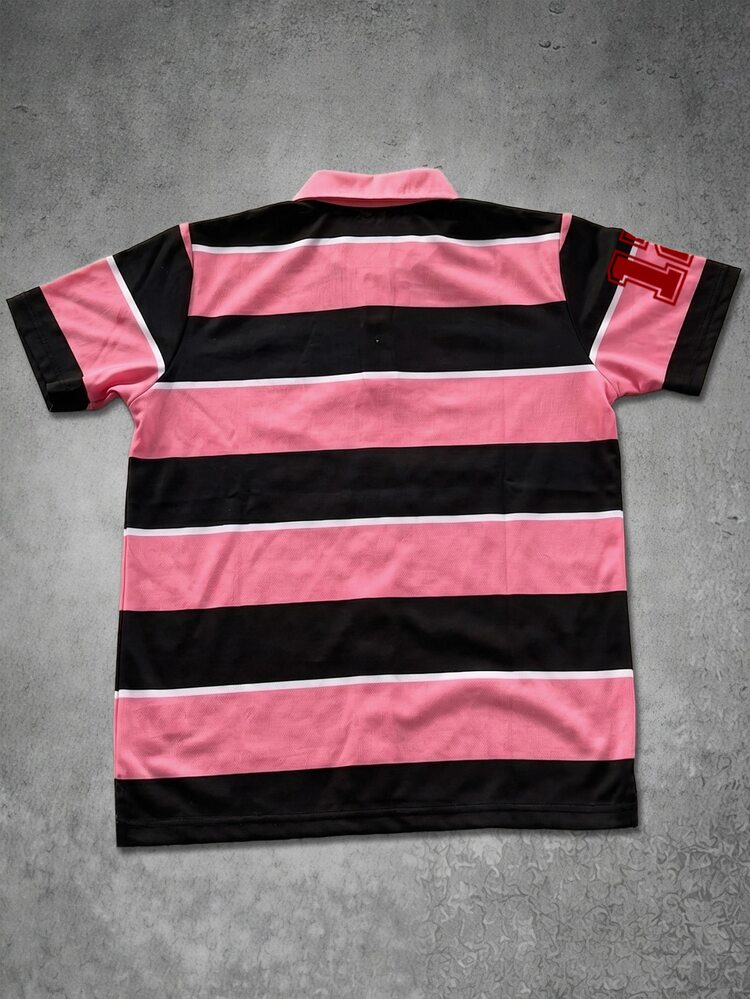 Manfinity EMRG Men's Colorblock Striped & Letter Print Short Sleeve Polo Shirt, Summer - Multicolor - View 2