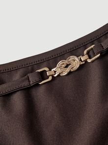 SHEIN MOD Plus Size New Autumn Backless Top And Skirts 2 Pieces Set, Suitable For Commuting And Street Style Versatile And Elegant Suit For Everyday Wear - Mocha Brown - View 7