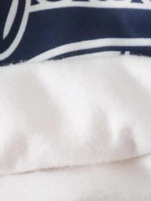 SHEIN 青少年女孩秋季上衣加長袖字母印花 California 圖案白色粉色運動褲 2 件套休閒街頭風寬鬆運動服套裝 - 藍色 - 查看 5