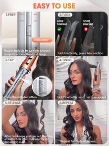 SHEGLAM HAIR It-Curl One-Touch Instant Curler,Automatic Curling Iron,32mm Auto Hair Curler With 3 Temperatures,Fast Heating & 2-Way Rotation,Automatic Shut-Off,Anti-Scald & Anti-Tangle Rotating Curling Wand,Touch Instant Curler For Hair Styling Self Spin Curling Iron - US A Type Plug(110-127V) - View 4