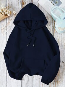 SHEIN [印花設計] 女款水鑽翅膀圖案休閒衛衣，秋冬款 - 藏蓝色 - 查看 2