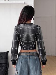 Coolane Women's Spider Pattern Casual Daily Long Sleeve Sweatshirt - White - View 2