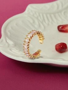 Glisma 1pc Luxury Colored Zirconia Stainless Steel Rings For Women Rainbow Color Open Adjustable Ring 18K Gold-Plated Anti Fading Vacation Charm Jewellery - Stainless Steel Ring - View 2