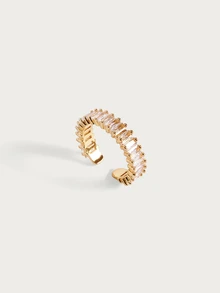 Glisma 1pc Luxury Colored Zirconia Stainless Steel Rings For Women Rainbow Color Open Adjustable Ring 18K Gold-Plated Anti Fading Vacation Charm Jewellery - Stainless Steel Ring - View 5